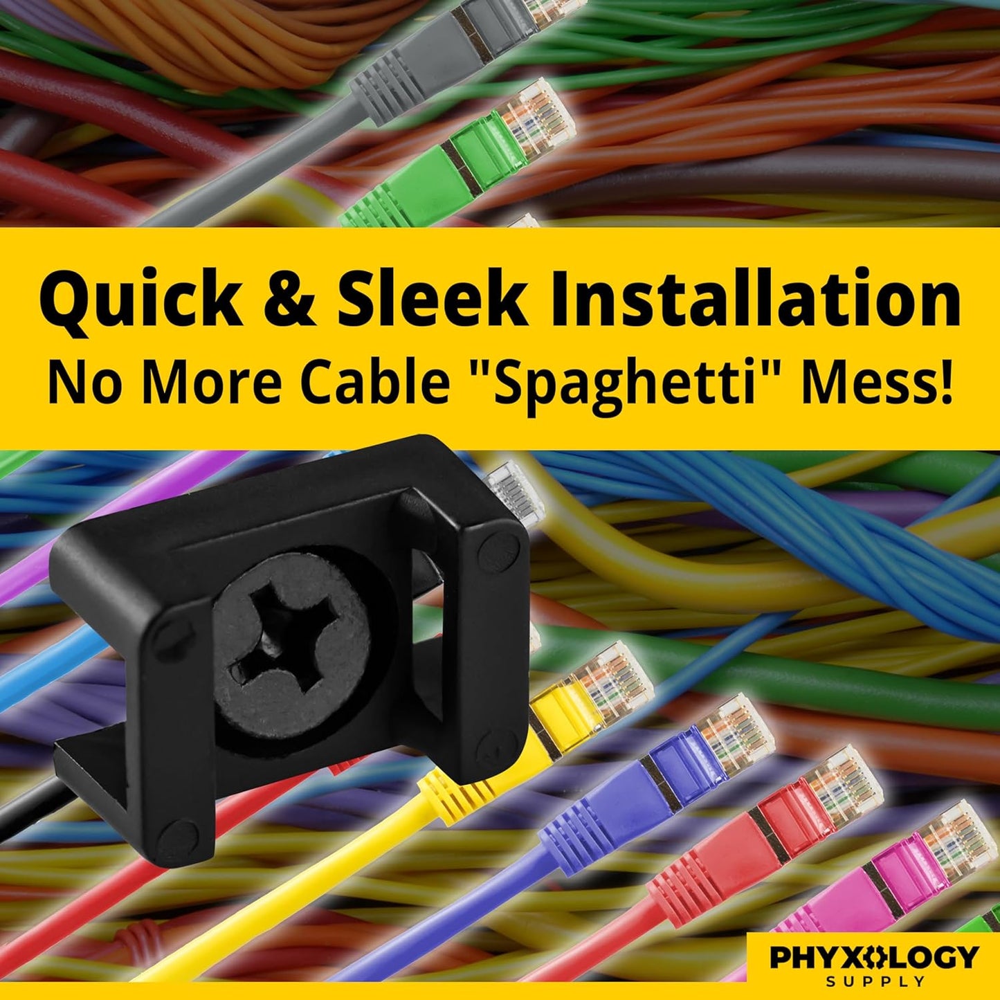 Pro-Grade, Slim, 1x .6 Cable Tie Mounts With Screws 100 Pack. High Strength, Black Zip Tie Bases For Wire Management. Permanently Anchor To Wall, Desk or Baseboard. Run Cords at Your Home or Office