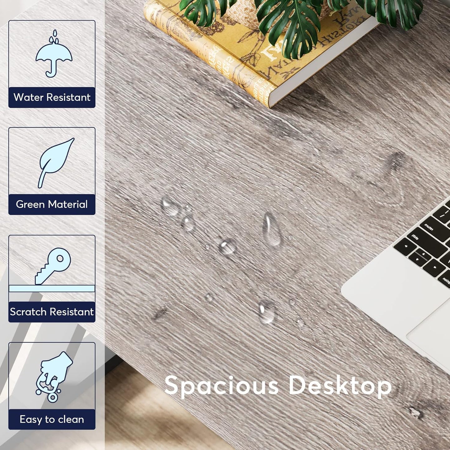 LITTLE TREE 55 Inch Large Simple Industrial Computer Desk Study Writing Table Home Office Workstation,Grey