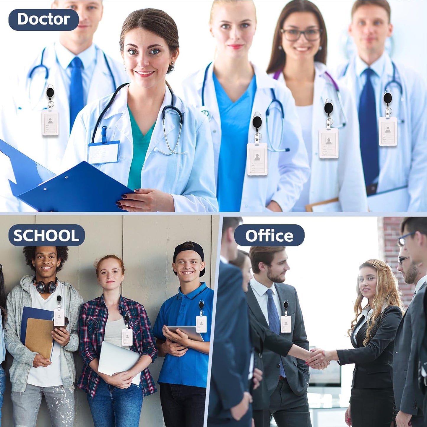 Honoson Heavy Duty Retractable Badge Reels Batch ID Badge Holder Retractable Clip Bulk Key Holder with Ring for Office Worker Employee, Doctor Nurse Gifts(Black,210 Pcs)