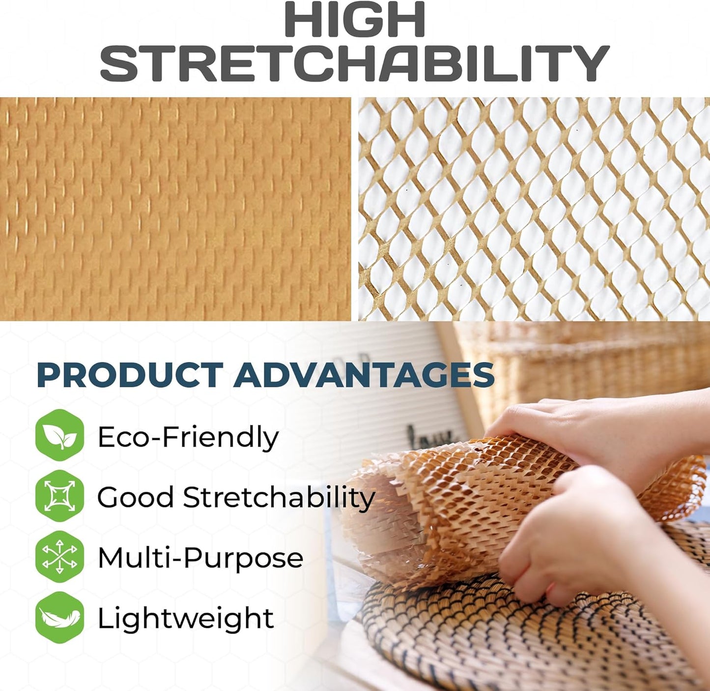 HexcelWrap Mini - Honeycomb Packing Paper, Eco-Friendly, Sustainable Paper Bubble Wrap for Shipping & Moving, Cushioned Packing Material in Dispenser - White, Pallet of 112, 12" x 300'