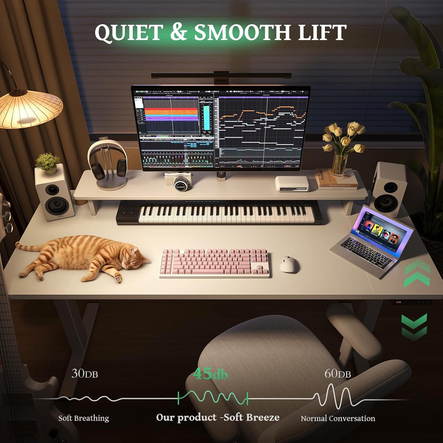 SIAGO Electric Standing Desk Adjustable - 48 x 24 Inch Sit Stand up Desk with Cable Management - 3 Memory Preset Adjustable Height Table