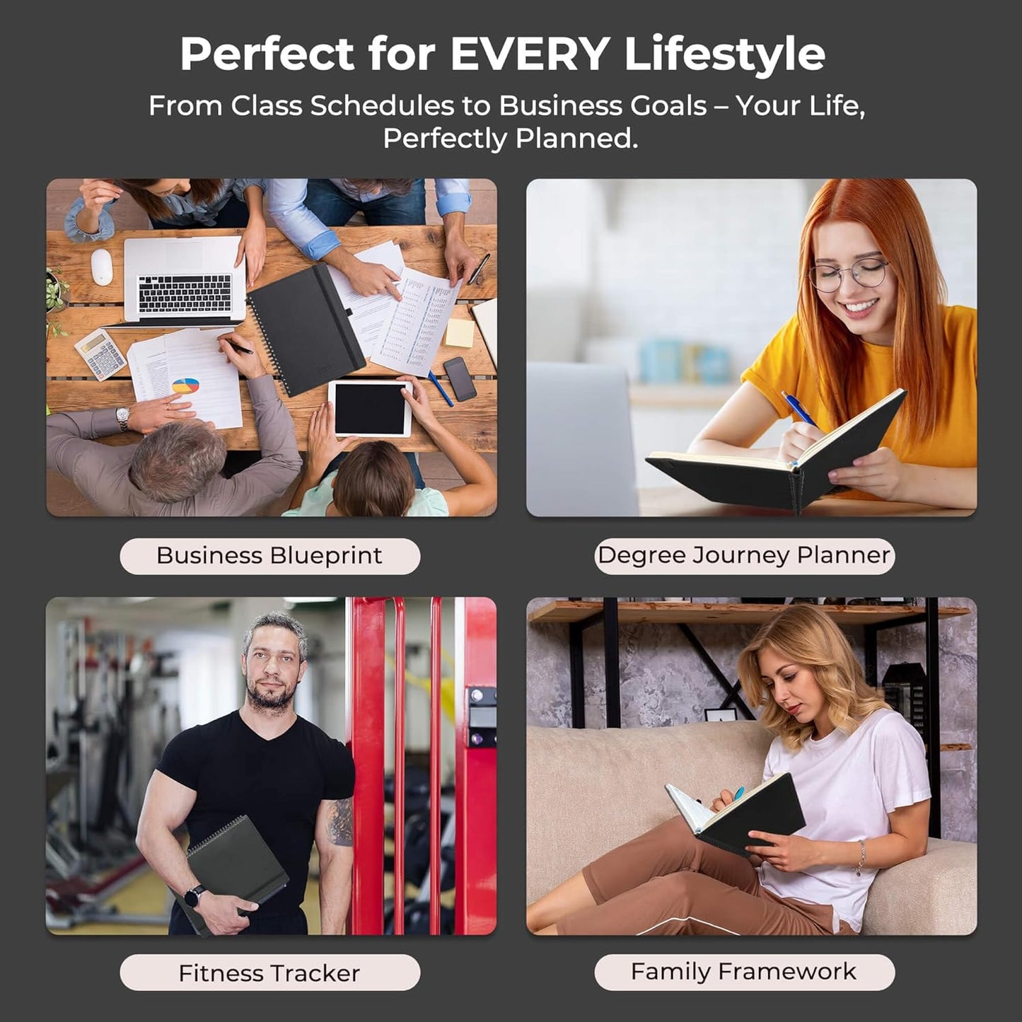 Planner 2026 Daily Weekly and Monthly,8.5"x6.5",12 Months Spiral Bound Calendar Agenda with Self-adhesive Pen Holder,2026 Appointment Book with Vegan Leather Soft Cover,Black