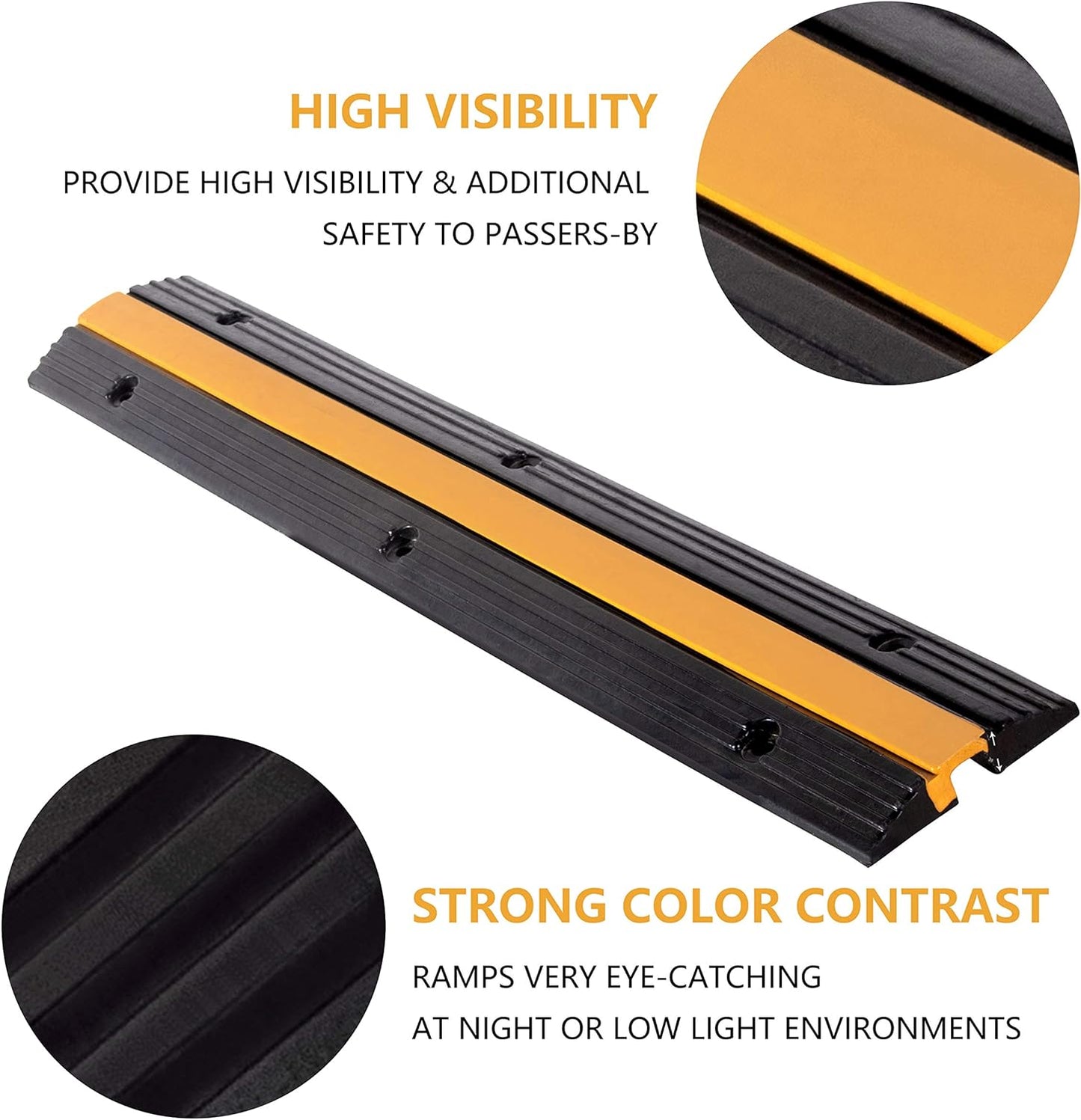 2 Pack Rubber Cable Ramp Hose Cable Protector Ramp 1 Channel 11000Lbs Load Capacity Traffic Speed Bump Wires Power Lines Extension Cord Cover for Indoor Outdoor