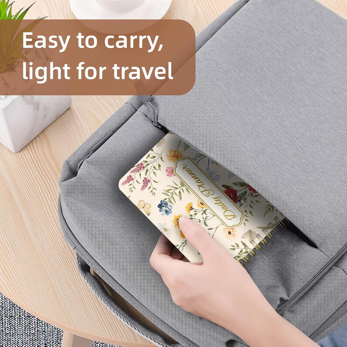 Undated Daily Planner - Spiral Notebook 80 Days One Day Per Page, Hourly Schedule, To-Do List, Notes, Everyday Planning Task, A5 Hardcover Journal Organizer Book Women Cute Aesthetic, Floral