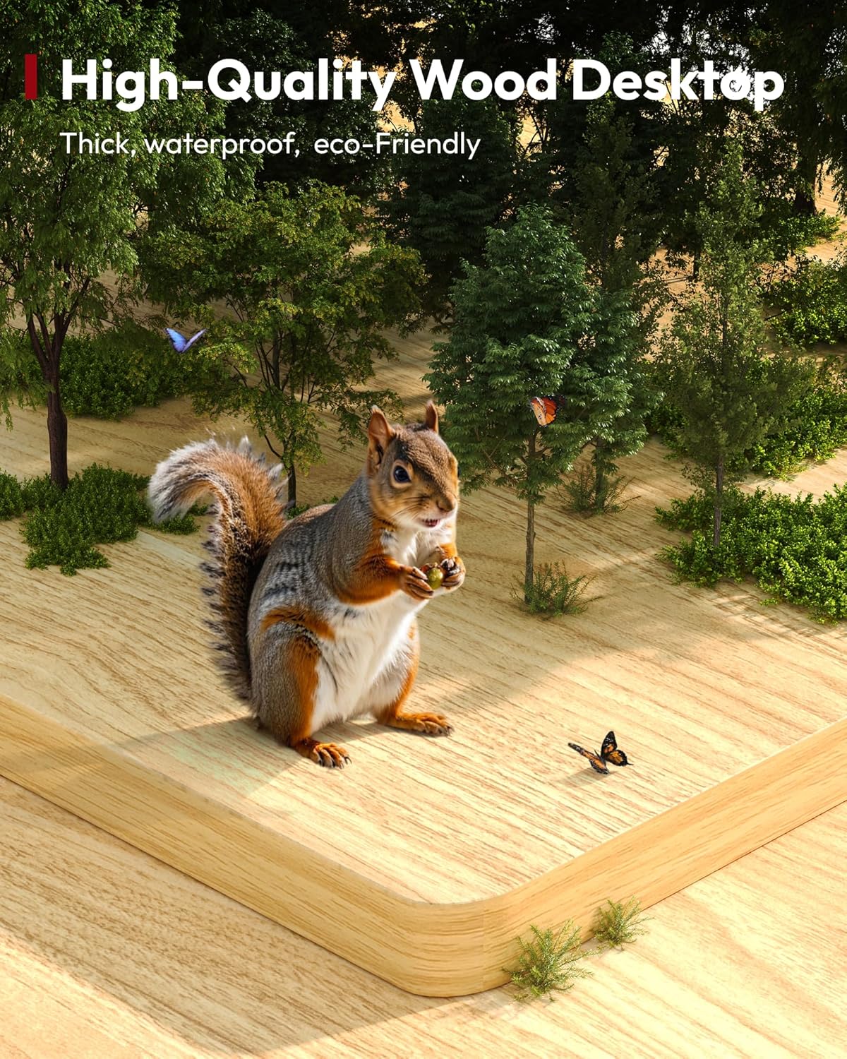 SANODESK Electric Standing Desk 48 x 30 Inches Whole-Piece Desktop Height Adjustable Stand Up Desk w/6-Button Controller Ergonomic Computer Desk for Home Office, White Frame + Natural Tabletop