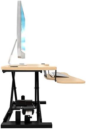 VERSADESK® PowerPro™ 48" Electric Desktop Riser, 48 Inch Sit to Stand Height Adjustable Desk Converter, Keyboard Tray, USB Charging Port, Holds 80 lbs, 48" x 24", Maple