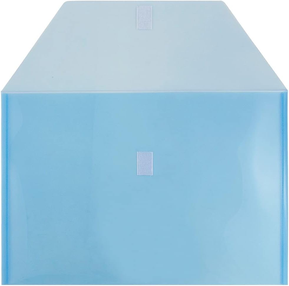 JAM PAPER Plastic Envelopes with Hook & Loop Closure - Legal Booklet - 9 3/4 x 14 1/2 - Blue - 12/Pack