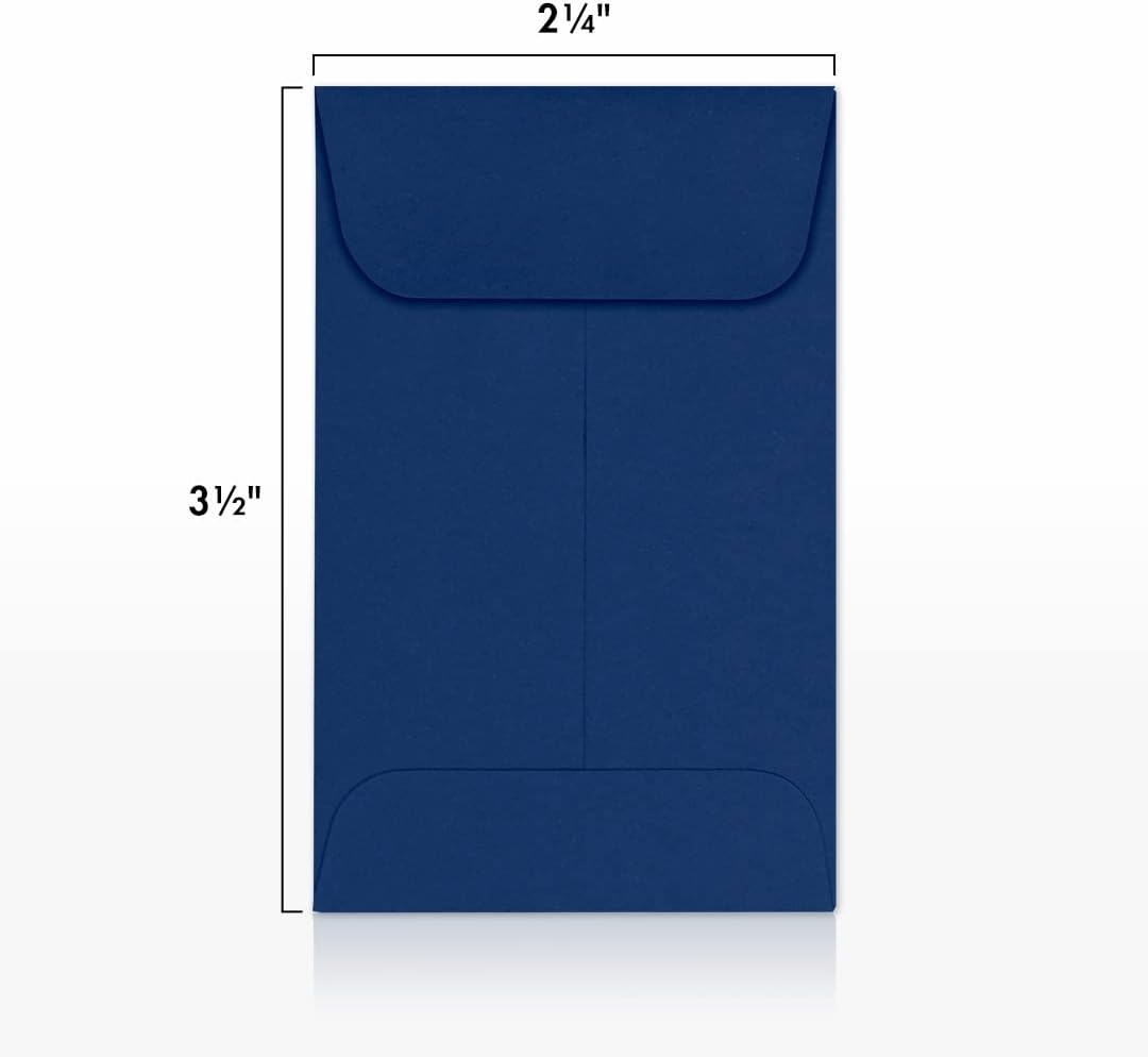 LUXPaper #1 Coin Envelopes | 2 1/4" x 3 1/2" | Navy Blue | 80lb. Text | 1,000 Qty