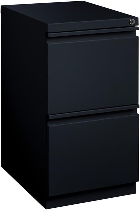 Pemberly Row 2 Drawers 27.75" Vertical Black Metal Filing Cabinet Lockable Pre-Assembled Stationary Letter Size for Home, Office