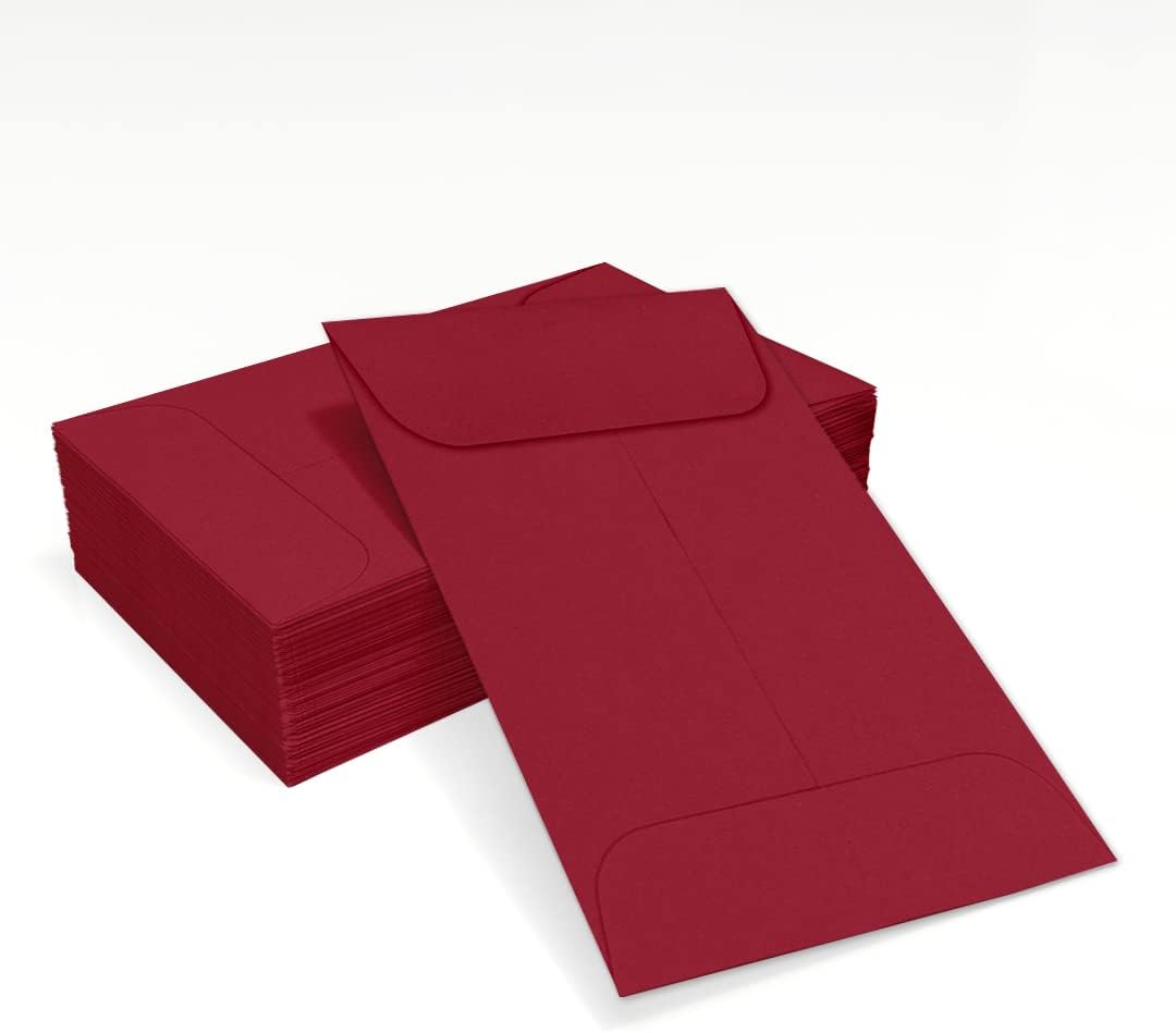 LUXPaper #1 Coin Envelopes | 2 1/4" x 3 1/2" | Garnet Red | 80lb. Text | 50 Qty