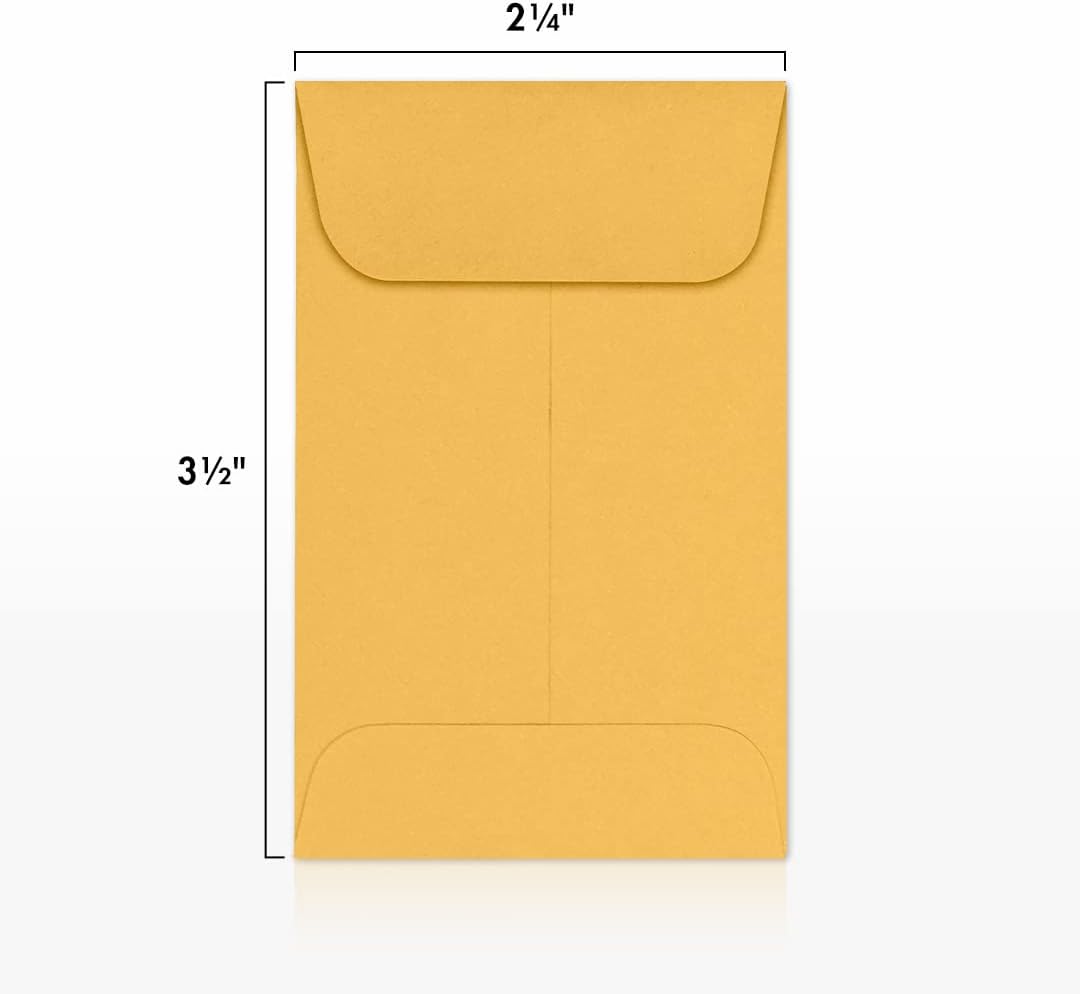 LUXPaper #1 Coin Envelopes | 2 1/4" x 3 1/2" | Brown Kraft | 24lb. Text | 1,000 Qty