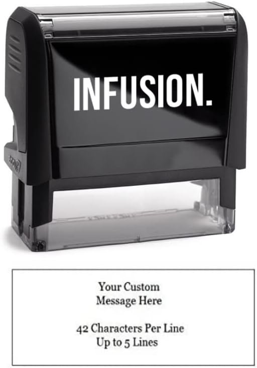 Infusion Self-Inking Custom Rubber Stamp (Personal or Business Use) - Choose from 16 Colors (1" x 2-3/4")