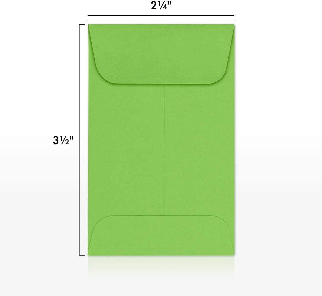 LUXPaper #1 Coin Envelopes | 2 1/4" x 3 1/2" | Limelight Green | 80lb. Text | 250 Qty