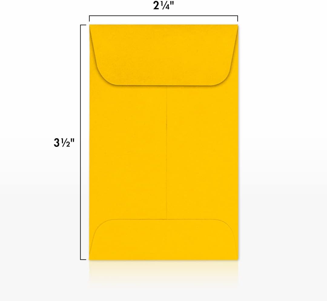 LUXPaper #1 Coin Envelopes | 2 1/4" x 3 1/2" | Sunflower Yellow | 80lb. Text | 1,000 Qty