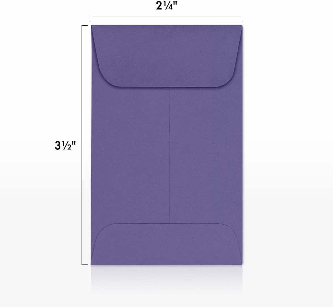 LUXPaper #1 Coin Envelopes | 2 1/4" x 3 1/2" | Wisteria Purple | 80lb. Text | 500 Qty