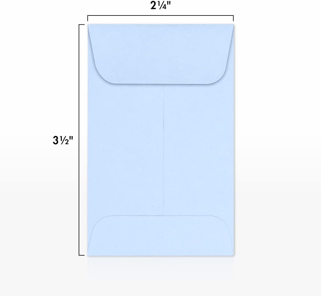 LUXPaper #1 Coin Envelopes | 2 1/4" x 3 1/2" | Baby Blue | 80lb. Text | 50 Qty