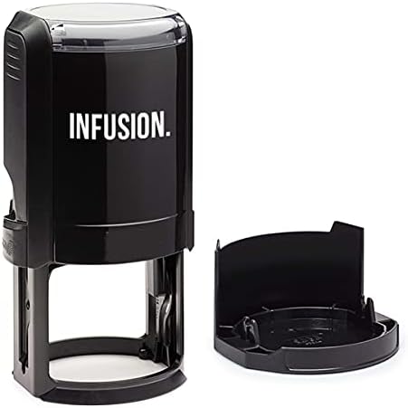 Infusion Custom Text Round Self-Inking Rubber Stamp (1-5/8" Diameter) - Up to 3 Lines of Text and Border