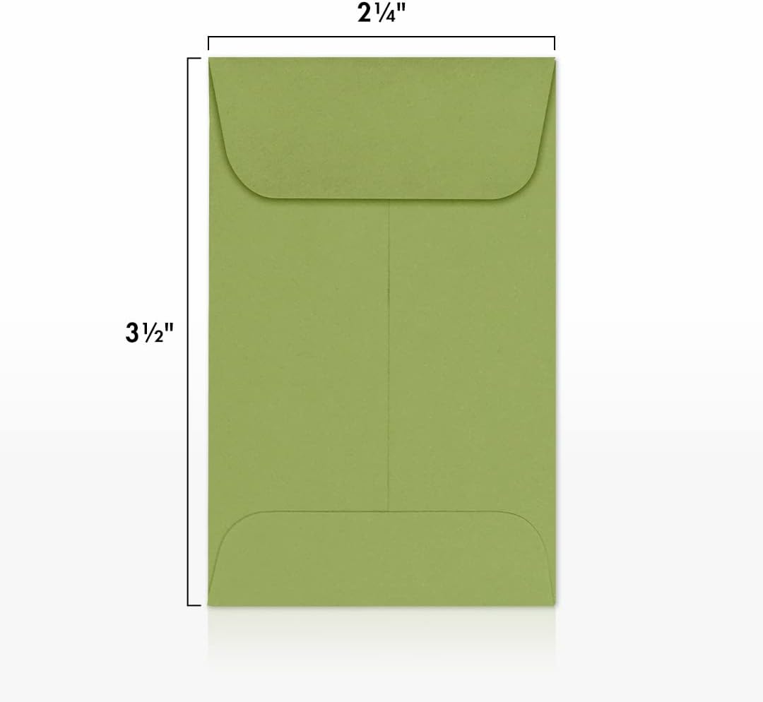 LUXPaper #1 Coin Envelopes | 2 1/4" x 3 1/2" | Avocado Green | 70lb. Text | 1,000 Qty