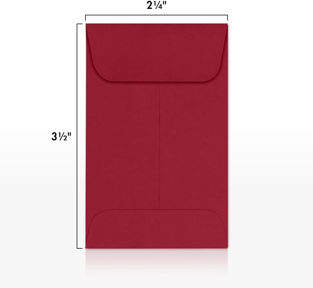 LUXPaper #1 Coin Envelopes | 2 1/4" x 3 1/2" | Garnet Red | 80lb. Text | 1,000 Qty