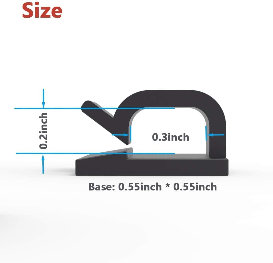 Cable Clips 40pcs with Strong Adhesive Tapes,Wire Holder Organizer Cord Management for Car, Office and Home (Black- CC05(40PCS))