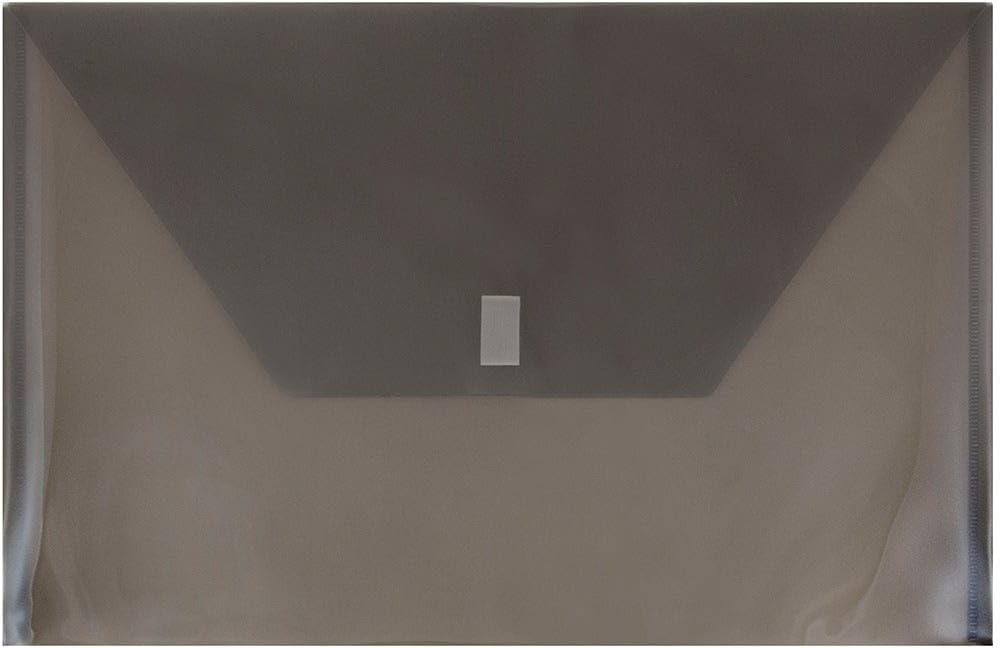 JAM PAPER Plastic Envelopes with Hook & Loop Closure - Legal Booklet - 9 3/4 x 14 1/2 - Smoke Gray - 3/Pack