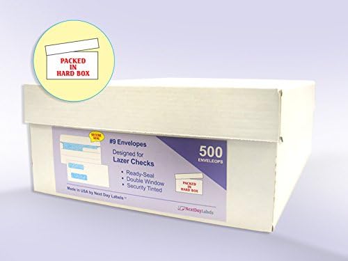 NextDayLabels - Double Window SELF SEAL Security Check Envelopes - Compatible with QuickBooks and Other Checks, Box of 500