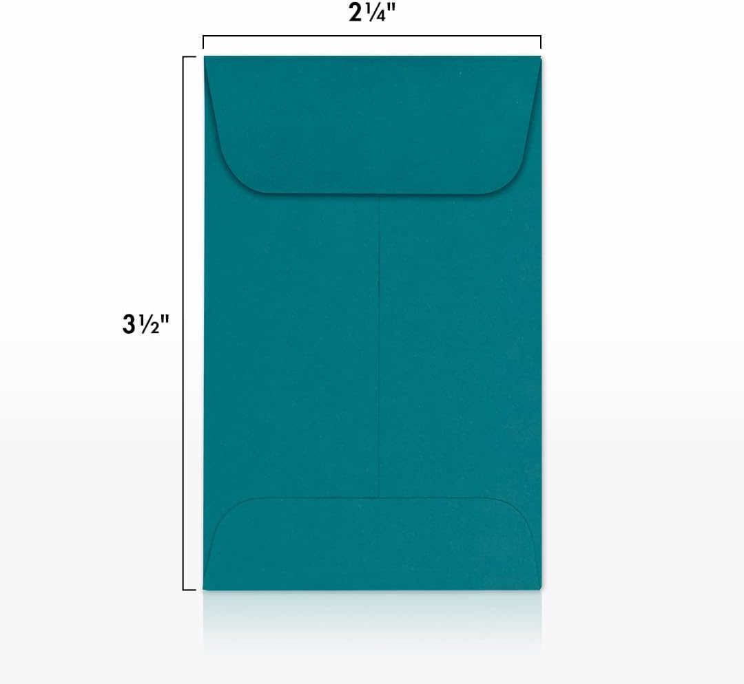 LUXPaper #1 Coin Envelopes | 2 1/4" x 3 1/2" | Teal | 80lb. Text | 500 Qty