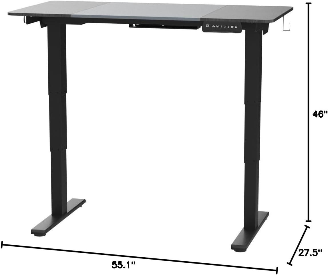 FLEXISPOT 4 Legs Standing Desk 55 x 28 Inch Electric Adjustable Height with Splice Board Home Office Sit Stand Up Desk, Black Top + Black Frame