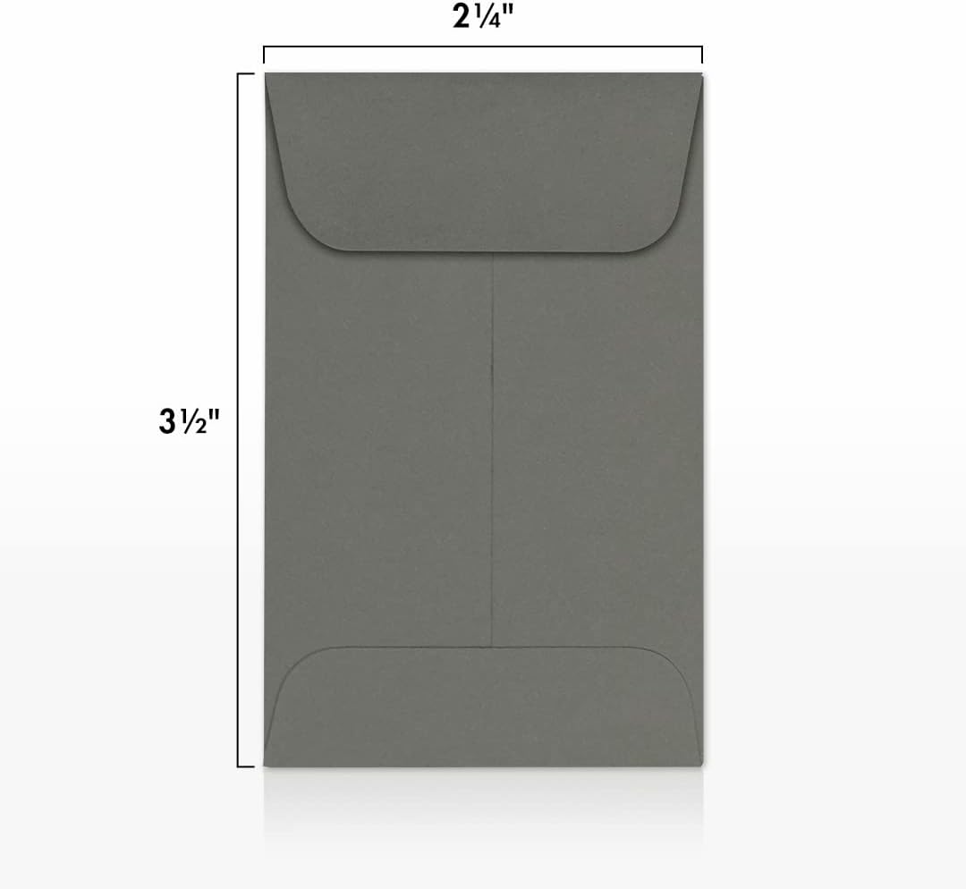 LUXPaper #1 Coin Envelopes | 2 1/4" x 3 1/2" | Smoke Gray | 80lb. Text | 50 Qty