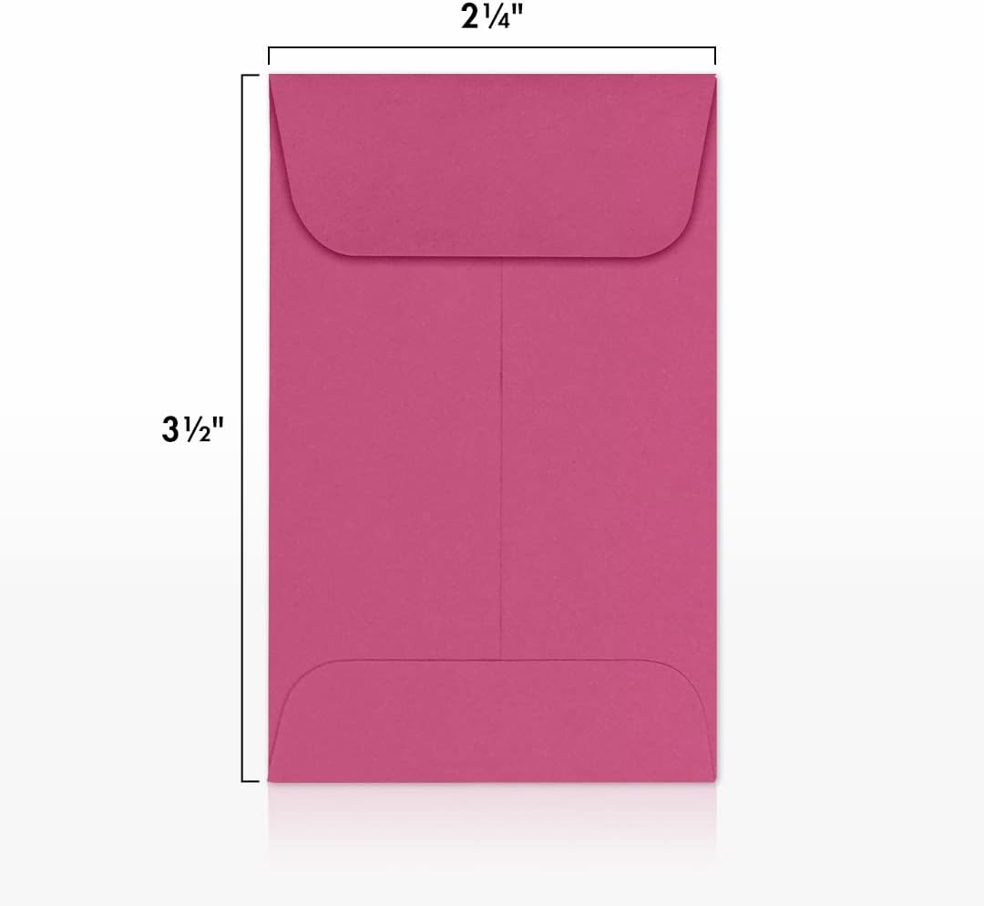 LUXPaper #1 Coin Envelopes | 2 1/4" x 3 1/2" | Magenta Pink | 80lb. Text | 1,000 Qty