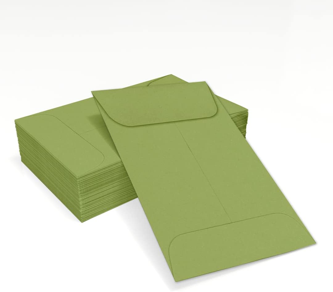 LUXPaper #1 Coin Envelopes | 2 1/4" x 3 1/2" | Avocado Green | 70lb. Text | 1,000 Qty