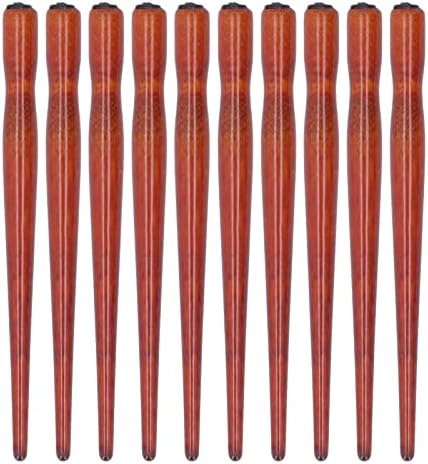 10 Pcs Dip Pen Set Nib Pen Holder Comic Dip Wooden Pen Nib Holder for Art Painting English Calligraphy (Annatto Color)