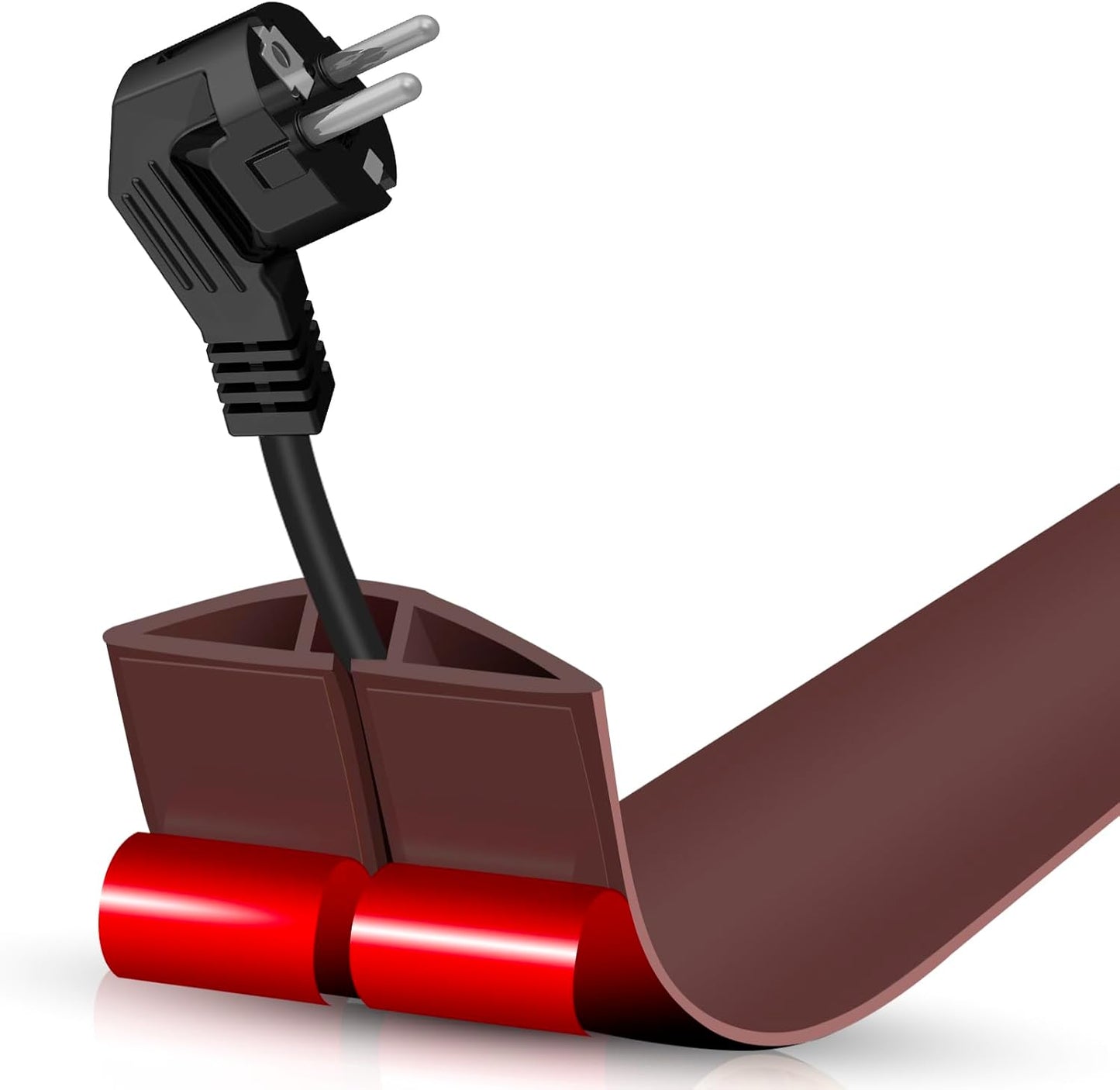 Floor Cord Cover Self Adhesive Cord Hider,3.3FT Cable Management, Extension Strip Protector for Wires, Prevent Cable Trips for Offices, Gyms, Exhibitions Cavity:0.39"(W) x 0.27"(H) Coffee