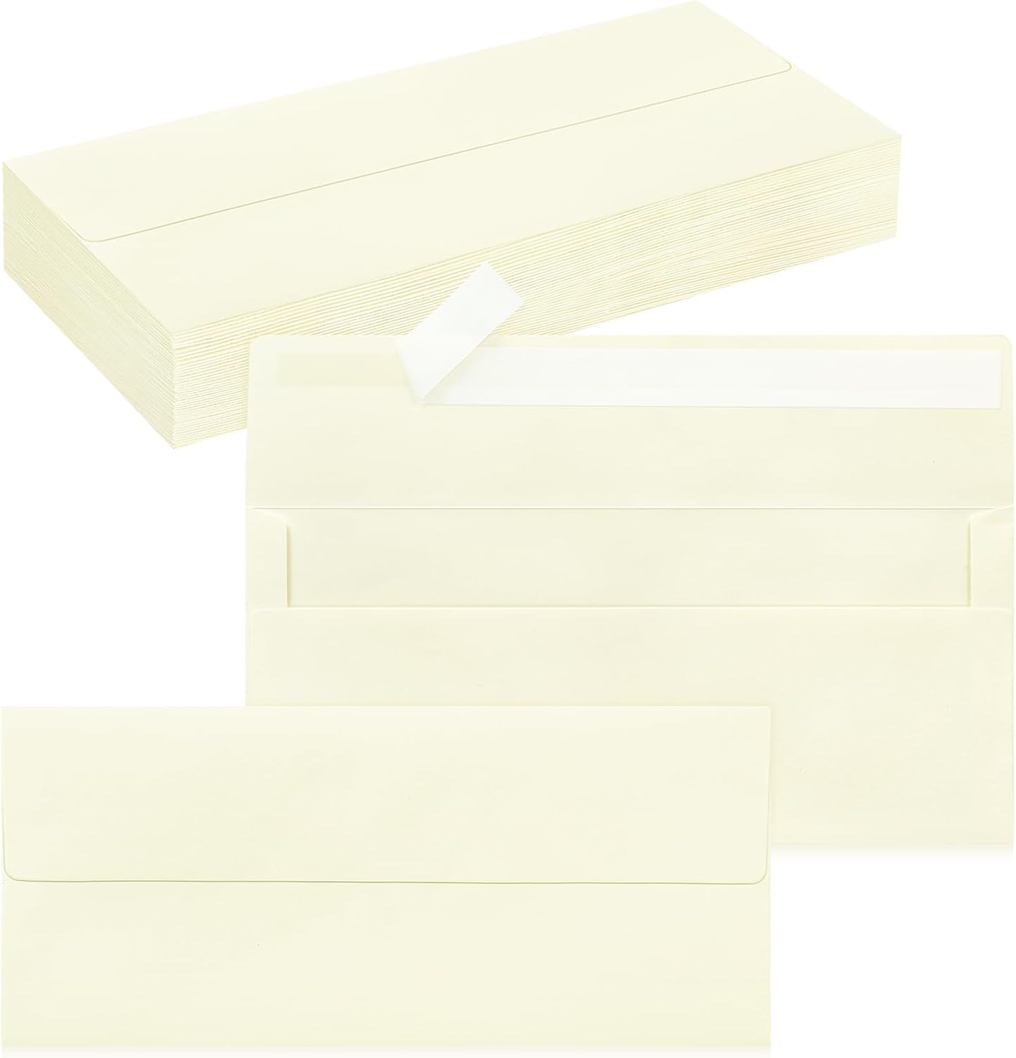 50 Pack #10 Business Envelopes, Self Seal Standard Ivory Envelopes for Secure Business & Legal Mailing, Office, Checks, Letter, Invoices, 4 1/8 x 9 1/2 Inches