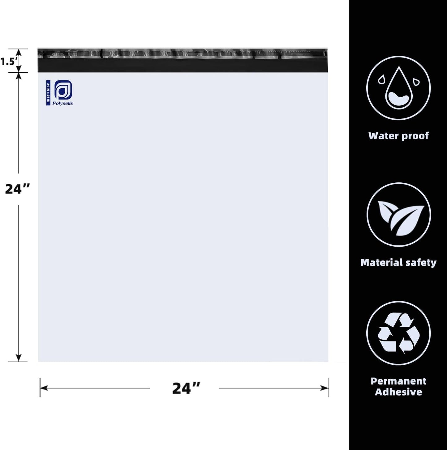 POLYSELLS 200 pcs 24x24 Inches White Poly Mailers Shipping Envelopes, Strong Adhesive Sealing, Waterproof, and Tear-resistant Postal Mailing Bags for Clothing, Books, and Accessories