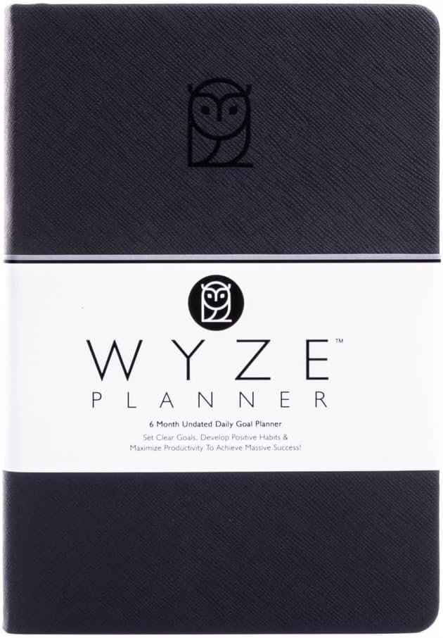 Undated Daily Planner – 6-Month A5 Productivity Organizer with Full Page Per Day, Hourly Schedule, Goal Setting, Habit Tracker, Weekly & Monthly Pages – Hardcover Time Management Notebook (Black)