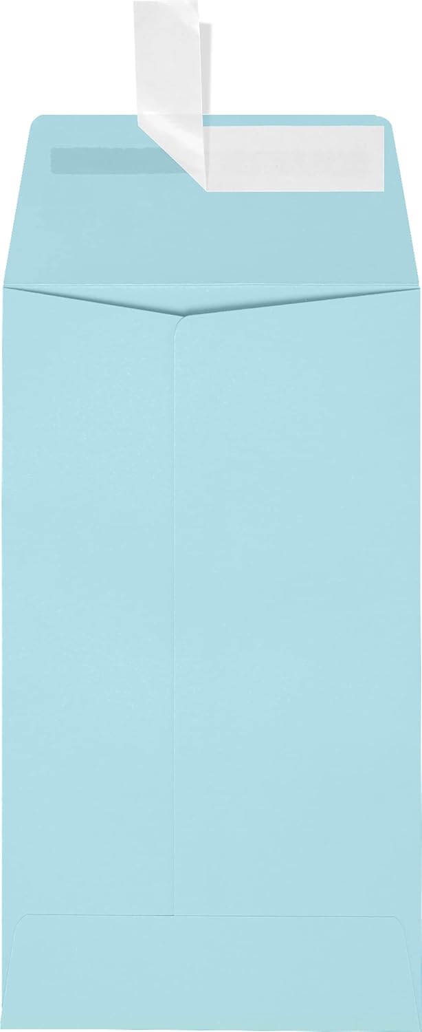 LUXPaper #5 1/2 Coin Envelopes - Small Envelopes for Cash, Business Cards, Jewelry - 24lb Pastel Blue, Size: 3 1/8 x 5 1/2, 50 Pack - 512CO-64-50