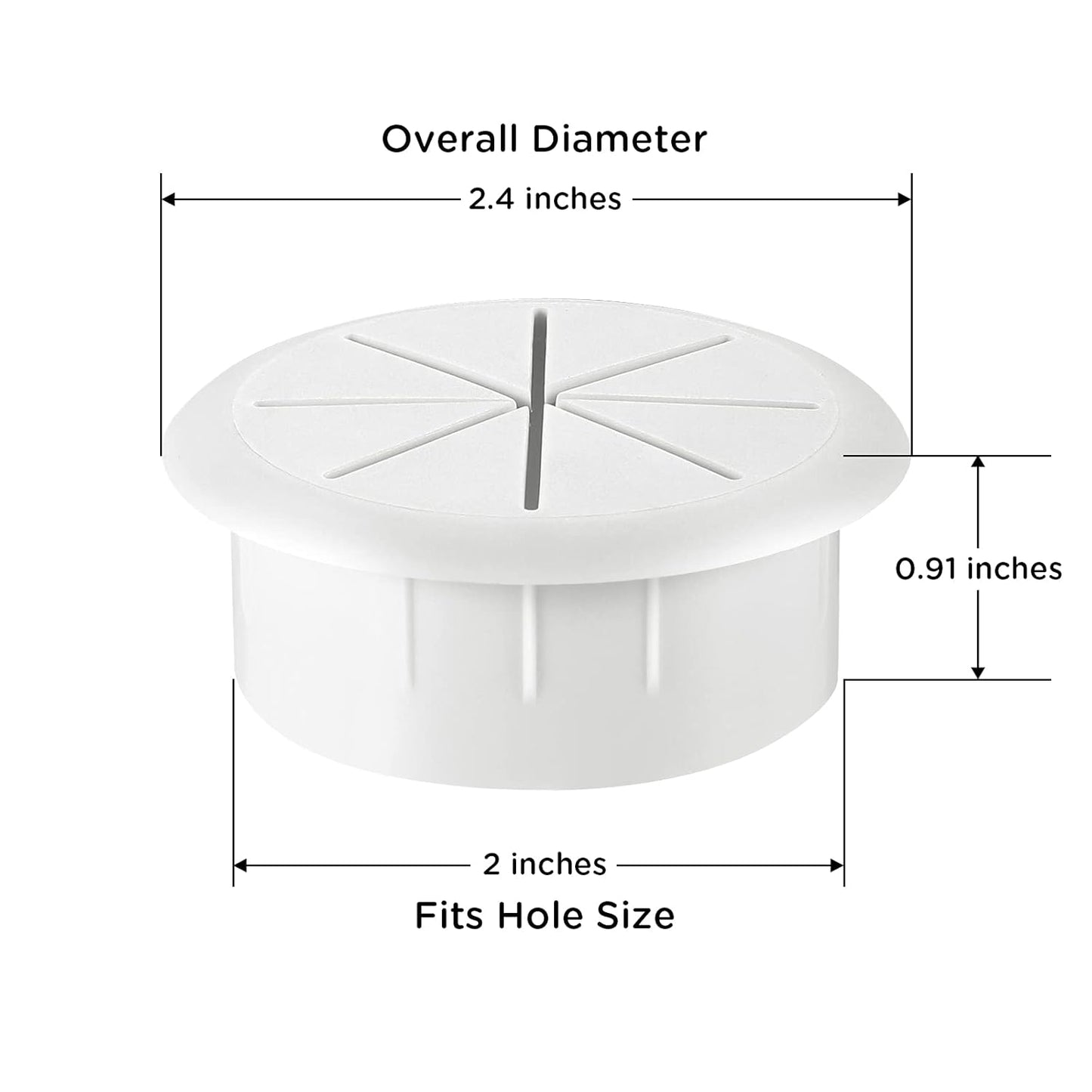 HYCC 5 Pack 2 Inch Flexible Desk Grommet,Organize Wires and Cables on Office Equipment, Computer Components, Entertainment Systems Effectively - Color: White