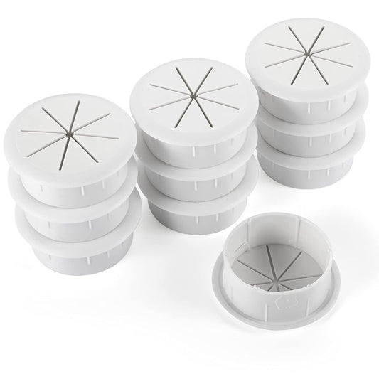 HYCC 10 Pack 2-3/8 Inch Flexible Desk Grommet,Organize Wires and Cables on Office Equipment, Computer Components, Entertainment Systems Effectively - Color: White