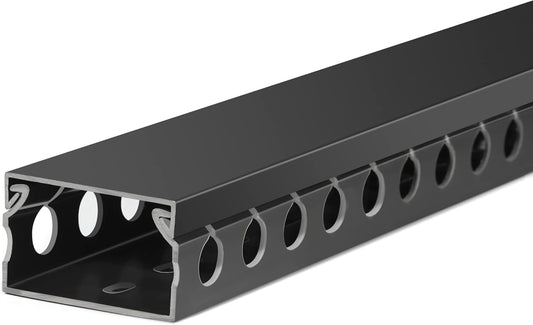 ZhiYo Cable Raceway 156in(4X L39in), Server Rack Cable Management Under Desk Cord Organizer, Electrical Safe PVC Cable Channel Open Slot Wire Raceway for Network/PC/TVs, Wire Duct H1 x W1.6in Black