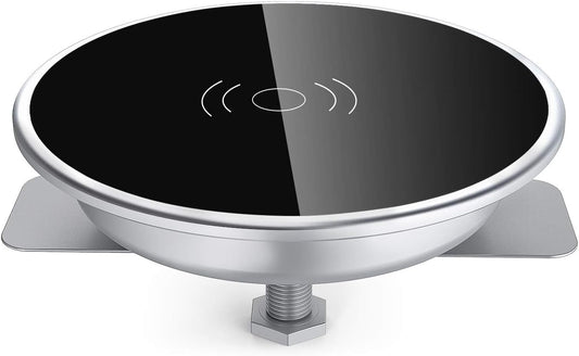 i.VALUX Desk Wireless Charger, 15W Fast Charging Pad for iPhone 17/16/15/14/13/12/11/Pro/Xs Max/XR/AirPods/Samsung Galaxy 10/S10+/S9,Hidden Embed in Furniture Desk Grommet Hole Qi Charger Station