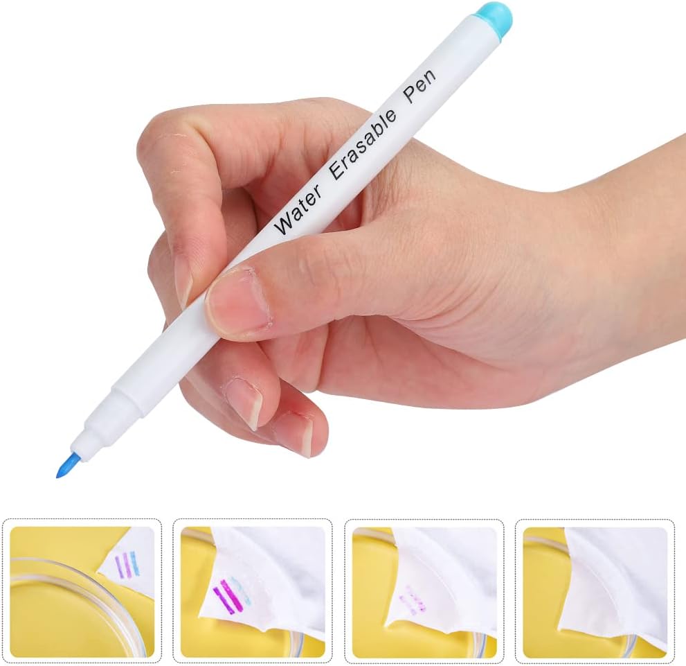 10Pcs Air Water Erasable Pen, Fabric Marker Temporary Marking Auto Vanishing Pen Air Erasable Pens Disappearing Ink Marking Pens for Cloth Marking and Tracing Tools(Single Head Blue)