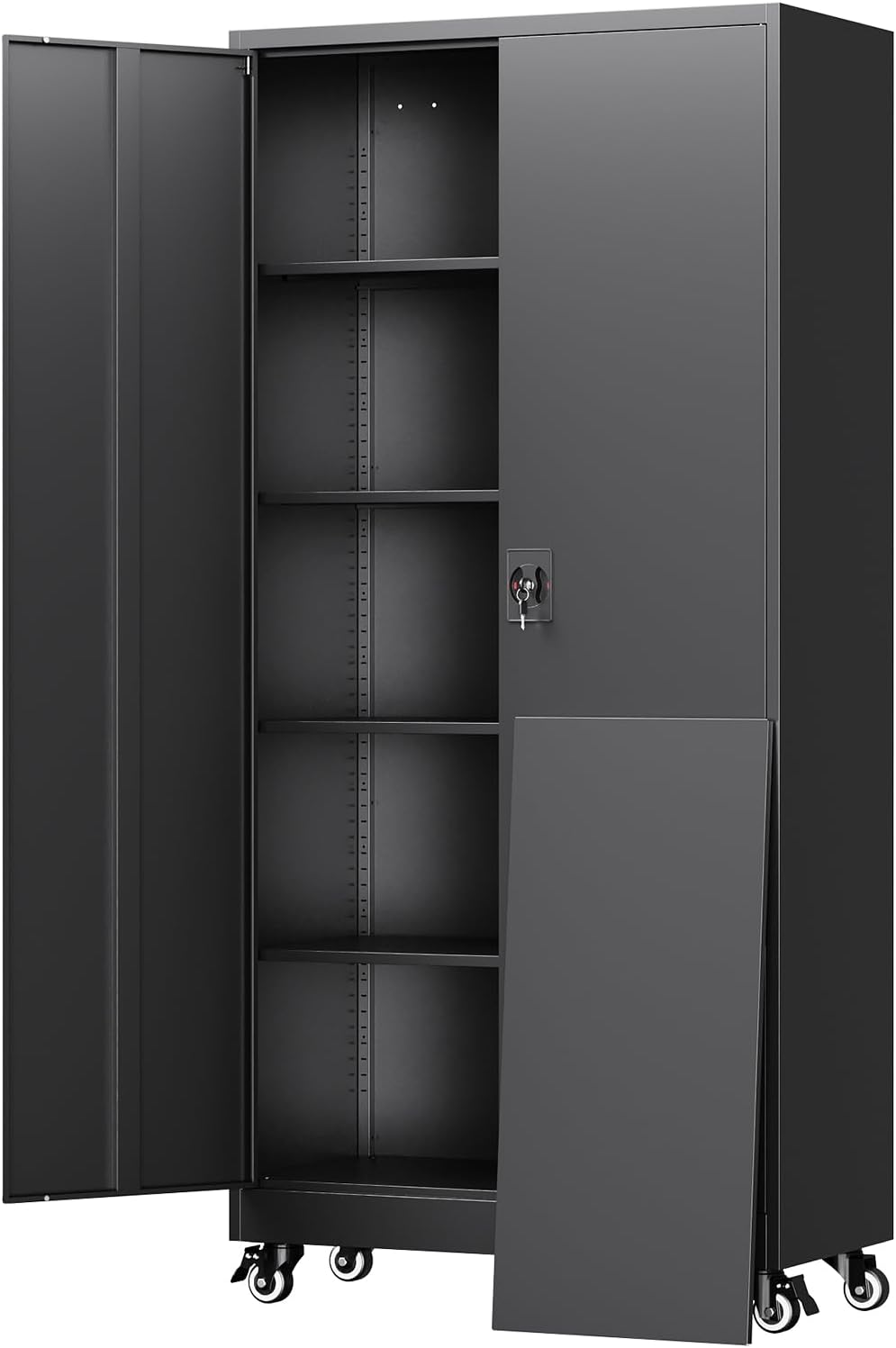 Yizosh Metal Garage Storage Cabinet with Locking Doors and Adjustable Shelves,- 75" Rolling Steel Tool Cabinet for Home Office,Garage,Warehouse