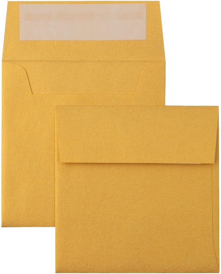 LUXPaper Square Invitation Envelopes | Peel & Press | 3 1/4" x 3 1/4" | Gold Metallic | 80lb. Text | 50 Qty
