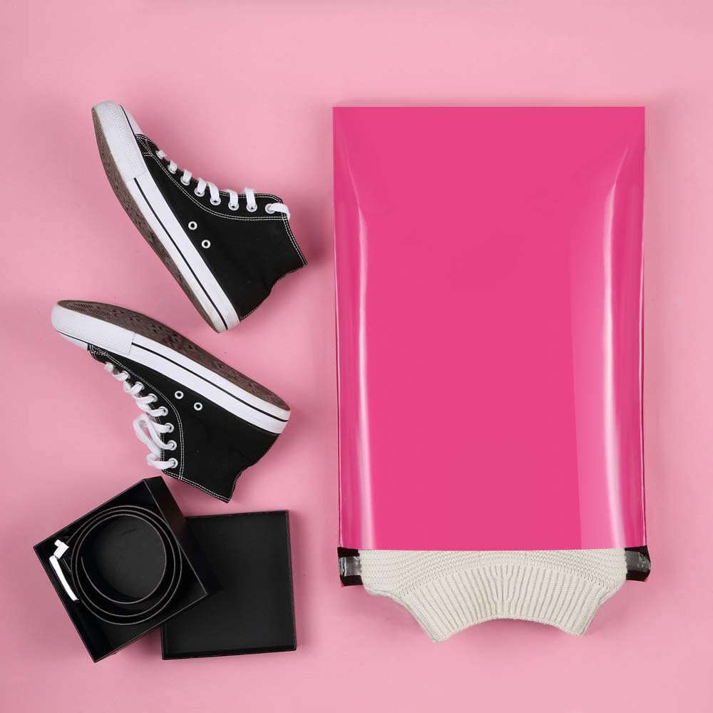 UCGOU Poly Mailers 14.5x19 Inch Hot Pink 100 Pack Large Shipping Bags #7 Strong Thick Mailing Envelopes Self Sealing Adhesive Waterproof and Tear Proof Shipping Bags for Clothes