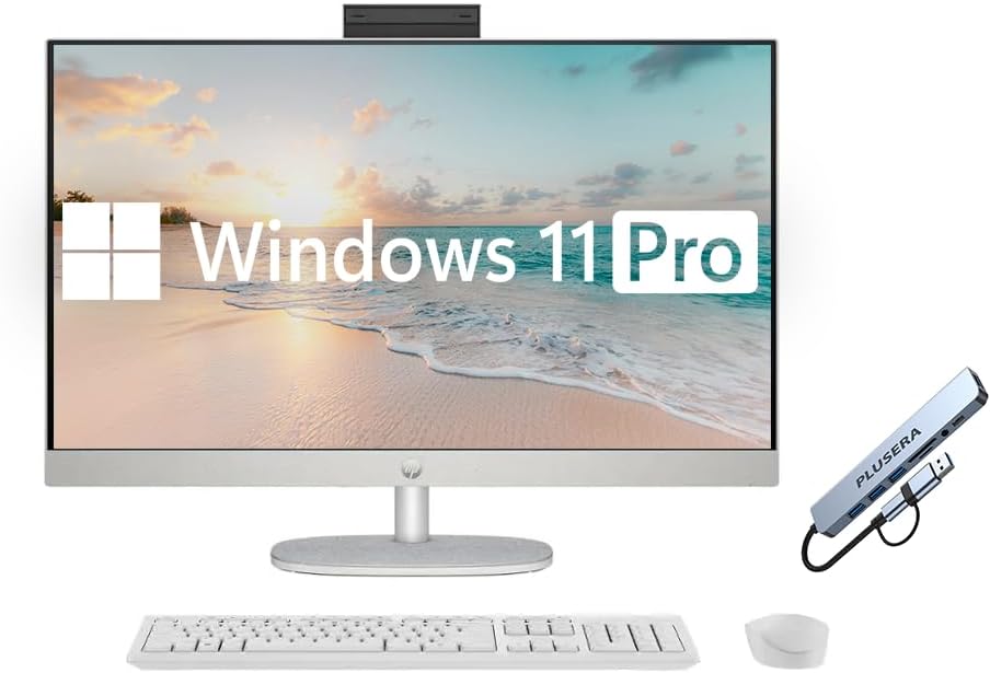 HP 27" FHD Touch-Screen All-in-One Computer, 12-Cores Intel Core Ultra 7, 16GB DDR5 RAM 1.5TB Storage (1TB SSD+512GB Docking Station Set), Windows 11 Pro with Microsoft Office Included, White