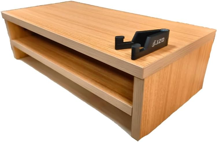 JZD Wood Monitor Stand for Desk,Ergonomic Wooden Desktop Organizer with Storage for Home Office
