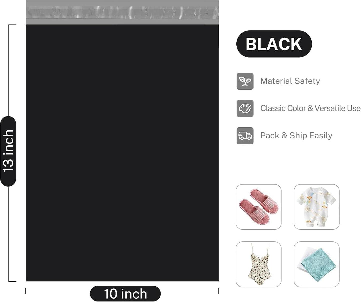 Metronic Poly Mailers 10x13 2400 Pack Black, Shipping Bags Bulk Mailing Envelopes for Small Business, Small Mailers Poly Bags for Shipping Self Seal Waterproof, Mailing Bag Packaging Bags