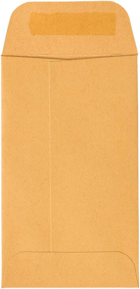 JAM PAPER #3 Coin Business Commercial Envelopes with Peel and Seal Closure - 2 1/2 x 4 1/4 - Brown Kraft Manila - 50/Pack