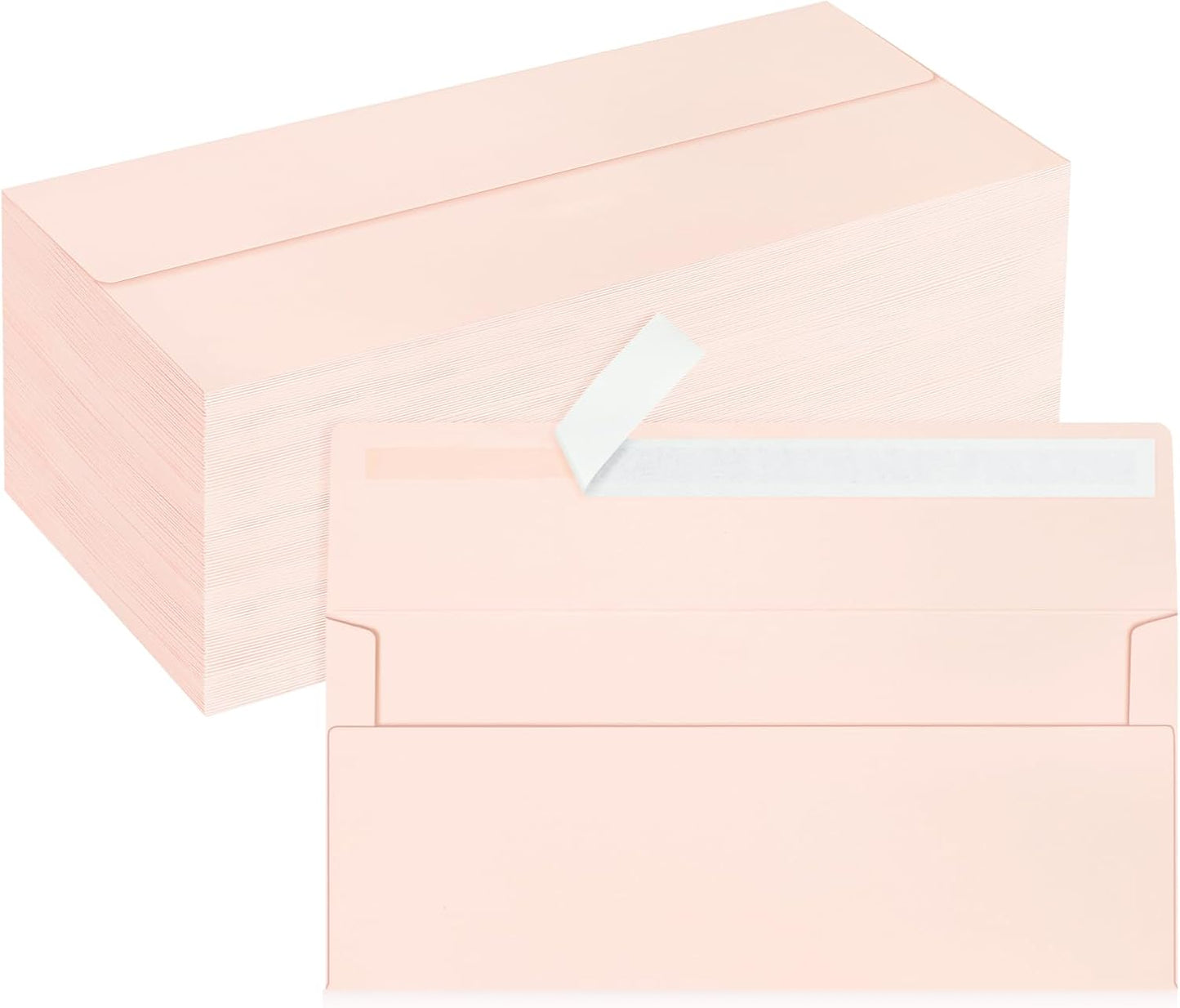 200 Pack #10 Business Envelopes, Blush Pink Standard Envelopes Self Seal, Letter Size Business Mailing Envelopes for Checks Invoices Statements Birthday Graduation Wedding, 4 1/8 x 9 1/2 Inch